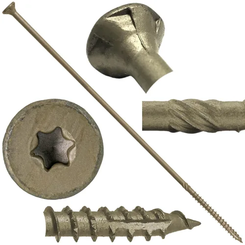 Vista 172 de 8 x 1 revestimiento exterior recubierto de bronce, tornillo de madera multiusos compatible con ACQ, cabeza plana Torx/Star Drive de 1 libra, 288