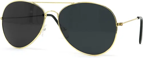 Vista 2 de Big Mos Toys Gafas de sol doradas de aviador oscuras estilo de los años 70 1 par