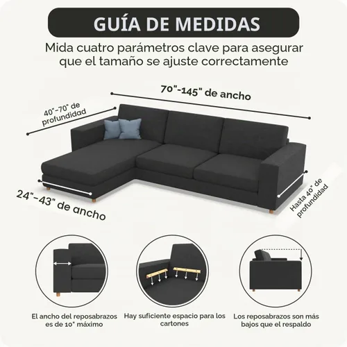 Vista 5 de PAULATO BY GA.I.CO. Funda de sofá modular, funda para sofá con diván en forma de L, fundas lavables para sofá esquinero, funda elástica de ajuste