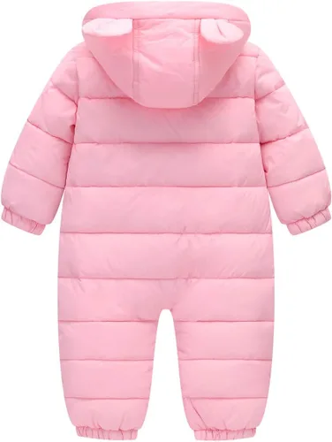 Vista 2 de Happy Cherry Mameluco de invierno para bebé, traje de nieve térmico, lindo abrigo con capucha de 3 a 24 meses