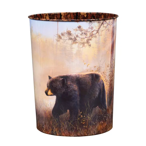 Vista 4 de BLACK FOREST DECOR Cesta de basura de oso de metal, 14 pulgadas de ancho x 14 pulgadas de profundidad x 12 pulgadas de alto