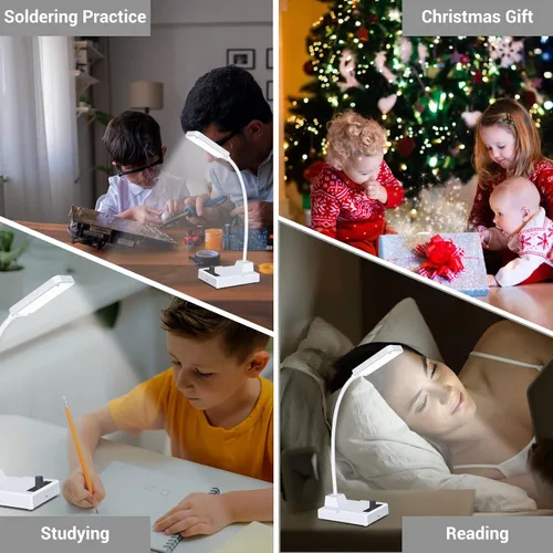 Vista 6 de MIOYOOW Kit de práctica de soldadura: construye tu propia lámpara de escritorio LED, luz de cuello de cisne recargable con brillo ajustable