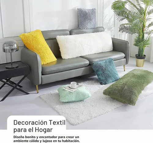 Vista 2 de LIFEREVO Funda de almohada corporal de pelo sintético desgrenado, funda de almohada lumbar súper suave y de pelo sintético para sofá o cama, funda