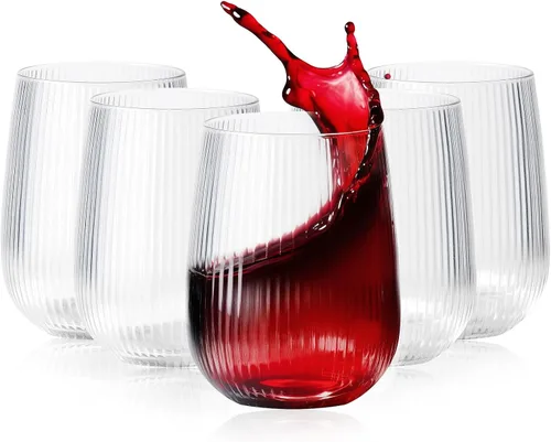 Vista 13 de Lueumxc Paquete de 40 copas de vino de plástico, vasos de vino desechables de origami de 12 onzas, vasos de cóctel de plástico transparente