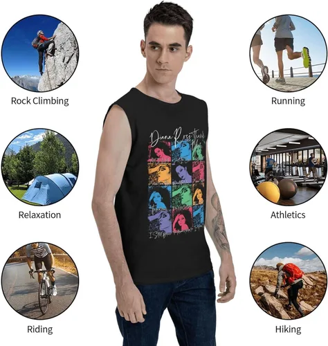 Vista 6 de ISHWARA Camisetas sin mangas para hombre, chaleco de playa con estampado de gimnasio casual