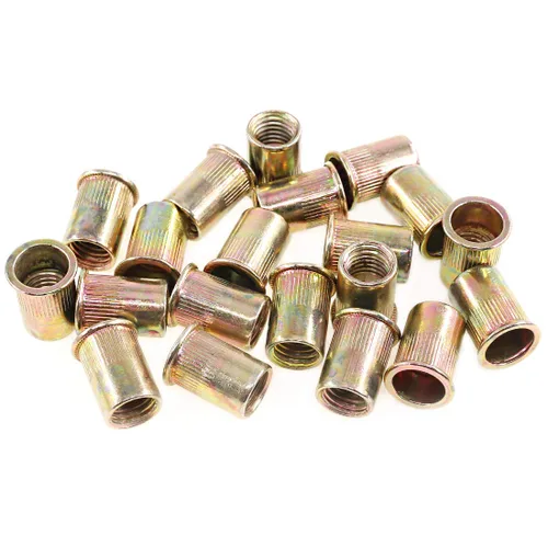 Vista 12 de Keadic 150 tuercas de remache M3 métricas chapadas en zinc, tuerca de remache de acero al carbono, tuerca de remache de cabeza plana, kit