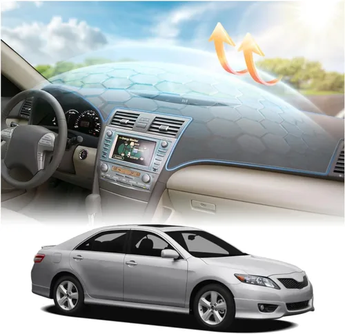 Vista 16 de CARTIST Cubierta negra para salpicadero para Toyota Solara 2004-2008, antideslizante, antirreflejo, protección UV, tapete interior de primera calidad