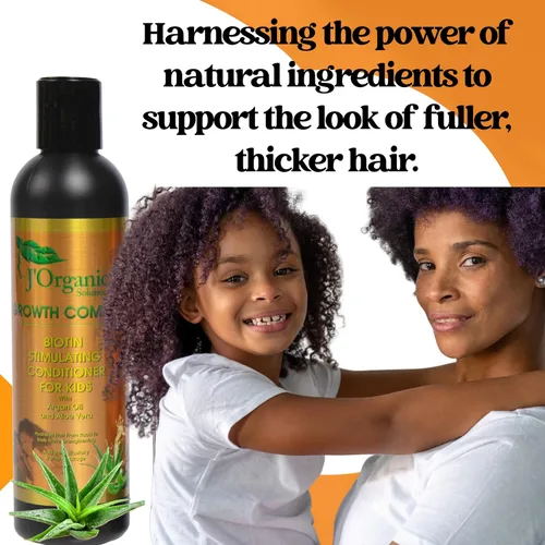 Vista 3 de J'Organic Solutions Acondicionador de cabello estimulante de biotina para niños, promueve un cabello más grueso, más completo, nutritivo y mejora