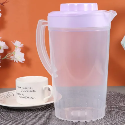 Vista 7 de Jarra de limonada para bebidas, tetera de jugo con tazas, hervidor de agua fría de plástico, jarra de agua transparente, jarra de té helado, jarra