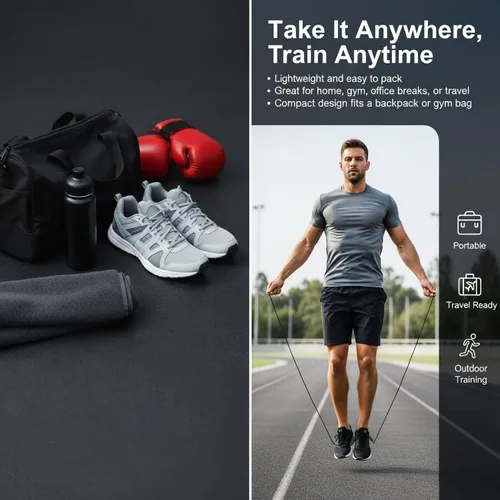 Vista 6 de Cuerda de Saltar para Fitness – Cuerda de Ejercicio de PVC Ajustable con Diseño Sin Enredos y Cómodas Asas de Espuma, Ideal para Cardio