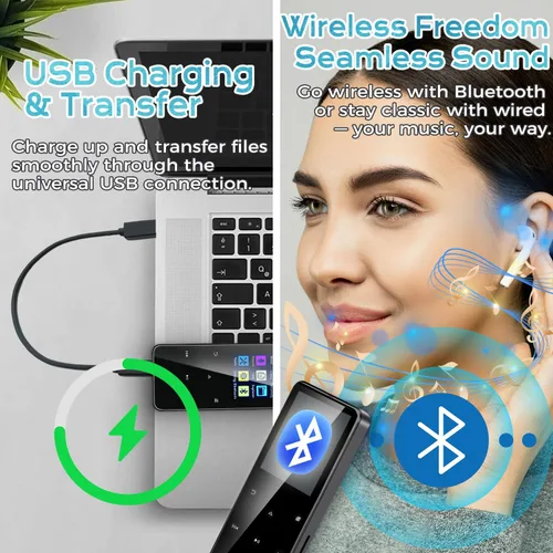 Vista 6 de Reproductor MP3 de 80 GB con Bluetooth Reproductor de música portátil de alta fidelidad con altavoz HD, sonido sin pérdidas, radio FM, grabadora