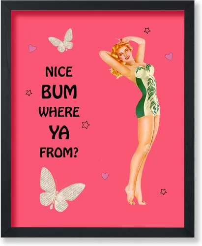 Vista 70 de Poster Master Pin Up Girl Poster - Better Late Than Ugly Print - Butterfly Art - Modern Art - Trendy Art - Gift for Men & Women - Funny Decor for