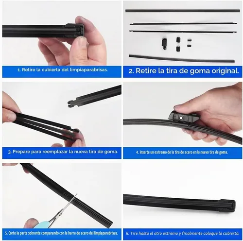 Vista 7 de 4 piezas de 81 cm ajustables Tiras de limpiaparabrisas para coche DIY - Premium y fáciles de reemplazar Tiras de limpiaparabrisas sin brazo