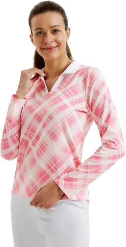 Vista 6 de JACK SMITH Polo de golf de manga larga para mujer, cuello en V, atlético, para tenis, absorbe la humedad