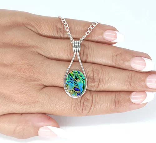 Vista 4 de JEWELOPORIUM Colgante de plata de ley 925 hecho a mano para mujer, 12 x 16 pulgadas, con piedras preciosas ovaladas, joyería de plata para regalo
