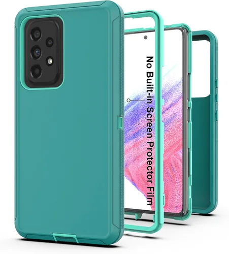Vista 9 de Funda protectora resistente para Galaxy A53 5G, funda protectora resistente con [3 en 1] Cubierta de protección a prueba de golpes de goma Negro