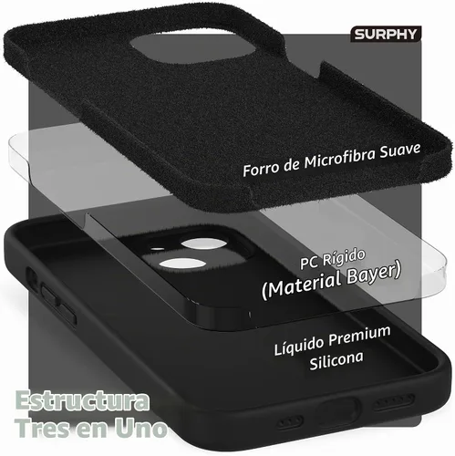 Vista 5 de SURPHY Funda compatible con iPhone 13 con protector de pantalla, (protección de cámara y forro de microfibra suave), funda de teléfono de silicona