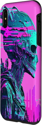 Vista 14 de iPhone 14 Pro Max Cool Retro Alien Sunset Tropical Trippy Vaporwave Sky Art Case