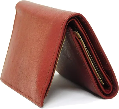 Vista 2 de Billetera de cuero genuino Billetera para hombre de 3 pliegues para hombre de piel 2z