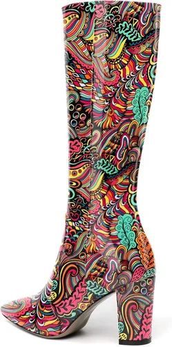 Vista 112 de AMBELIGHT Botas altas hasta la rodilla con cremallera y puntera puntiaguda para mujer, de patente sólida, tacón alto, 3.3 pulgadas