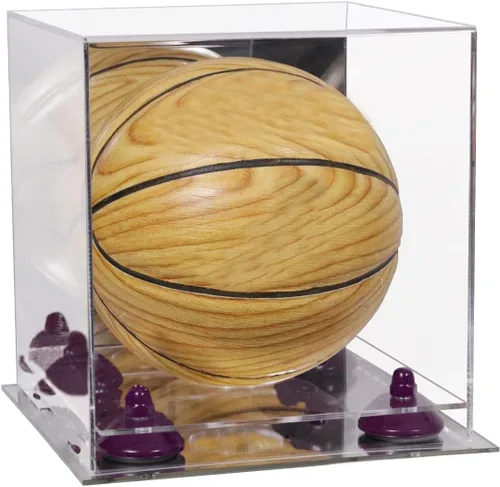 Vista 126 de Better Display Cases Mini acrílico - Miniatura (no tamaño completo) Baloncesto vitrina con elevadores negros y espejo (A015-BR)