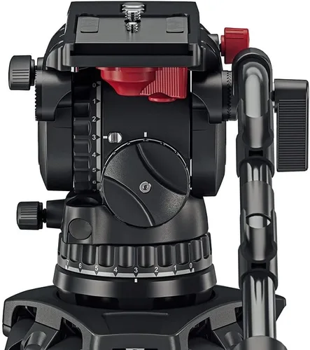 Vista 6 de Sachtler aktiv12T - Cabezal fluido de 3.937 in con trípode de fibra de carbono Flowtech 100 y esparcidor de tierra