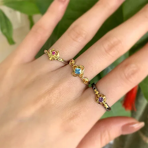 Vista 2 de ZhuoXing jewelry anime Genshin Impact game rings - cosplay figure xiao Barbatos Venti Zhongli Kunikuzushi - gold rings for women men girls Fans
