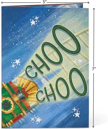 Vista 2 de POPWOW Tarjetas desplegables de tren de Navidad, Papá Noel, reno, tarjeta de felicitación de Navidad 3D, hermoso regalo para niños, marido, esposa