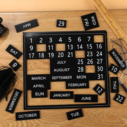 Vista 2 de 50 números magnéticos de calendario para pizarra blanca y refrigerador, días de la semana y meses, indicadores magnéticos de fechas del calendario