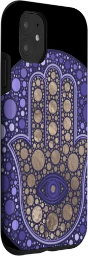 Vista 3 de Funda para iPhone 11 Purple Evil Eye and Hamsa Hand