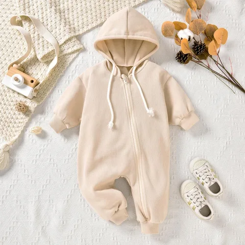 Vista 3 de Unutiylo Enterizo unisex de manga larga con cremallera y capucha para bebés y niñas