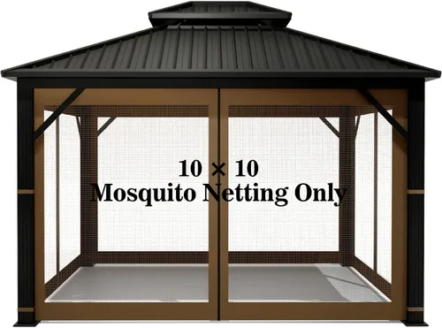 Vista 7 de Mosquitera Universal de Repuesto para Gazebo – Hugline Pantalla de Malla para Exteriores de 10' x 10', Cortina de Pared Lateral de 4 Paneles