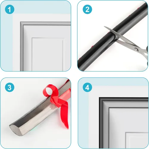 Vista 4 de Moldura flexible de un cuarto de redondeo autoadhesivo, ribete impermeable de 16.5 pies para bordes de pared y techo, armarios y encimeras (negro)