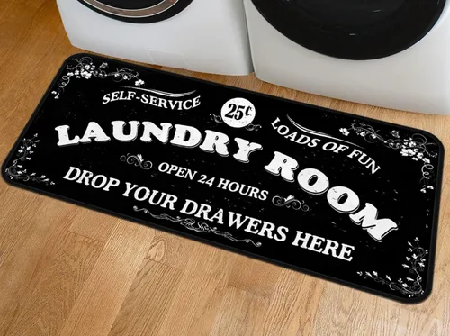 Vista 5 de Alfombra Larga para Cuarto de Lavandería Alfombra de Área Antideslizante Tapete de Piso Impermeable Alfombra de Estilo Campestre para Cocina 40" x