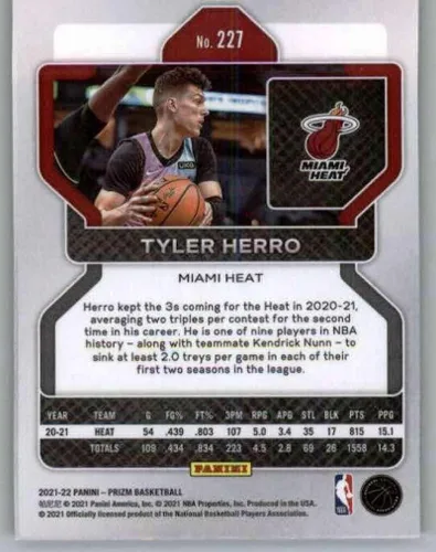 Vista 2 de Panini Prizm #227 Tyler Herro Miami Heat NBA - Tarjeta de intercambio de base de baloncesto 2021-22