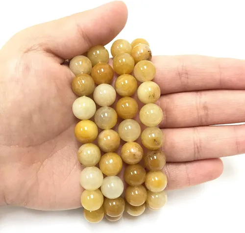 Vista 681 de Gem Avenue Handmade Round Bead Stretch Bracelet Unisex Natural Stone Beaded Jewelry for Men & Women, Elastic Wristband for Daily Wear
