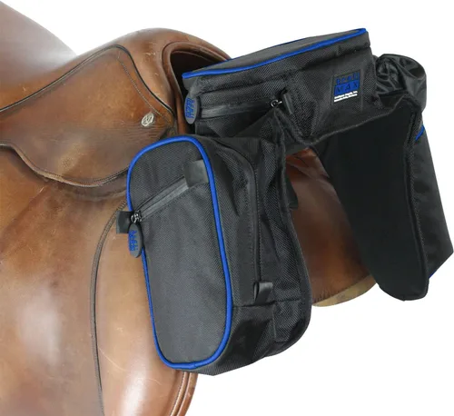 Vista 2 de TrailMax Alforja compacta de bolsillo con pomo inglés con funda para botella de agua para montar en senderos, funciona con sillas inglesas