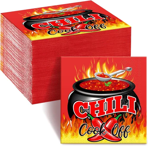 Vista 7 de Engrowtic 100 servilletas de papel desechables con chile para cocinar, decoración de Cinco de Mayo, suministros de cena de fiesta mexicana, 6.5 Verde