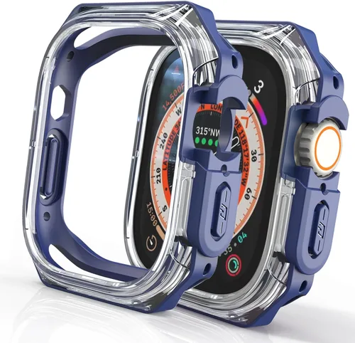 Vista 8 de Funda Armor de 1.732 pulgadas para Apple Watch Ultra 3/2/1 de 1.732 pulgadas, parachoques mate suave + bisel transparente duro, funda protectora