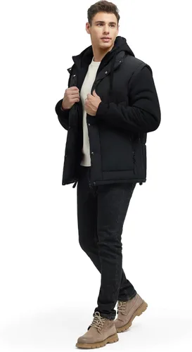 Vista 4 de Abrigos de Invierno para Hombres Chaquetas de Invierno Resistentes al Agua Abrigadas Gruesas Aisladas con Capucha Abrigo a Prueba de Viento