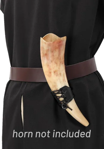 Vista 5 de KUOIN Rana cuerno medieval, funda ajustable para cinturón de piel sintética, accesorio de disfraz renacentista