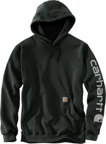Vista 52 de Carhartt Sudadera de ajuste holgado para hombre con logotipo en la manga, de peso medio, gráfica, liquidación Terreno ámbar