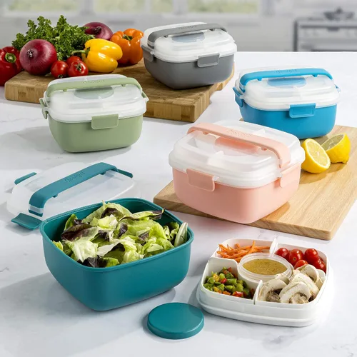 Vista 8 de Goodful Caja de almuerzo apilable, almacenamiento de alimentos estilo Bento con compartimentos extraíbles para sándwich, aperitivos, coberturas