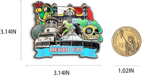Vista 3 de Imán de la Ciudad de México para nevera de madera 3D Monumentos de viaje coleccionables, recuerdos, decoración hecha a mano, 2