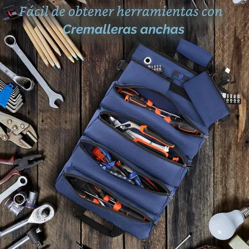 Vista 5 de Bolsa de herramientas enrollable ROCKCOON, organizador de herramientas resistente enrollable, bolsa de almacenamiento de herramientas portátil que