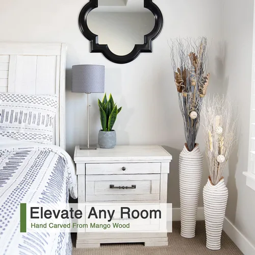 Vista 3 de Walbrook Florero grande de 23 pulgadas – decorativo, blanco, hierba de las pampas, grande, decoración de suelo