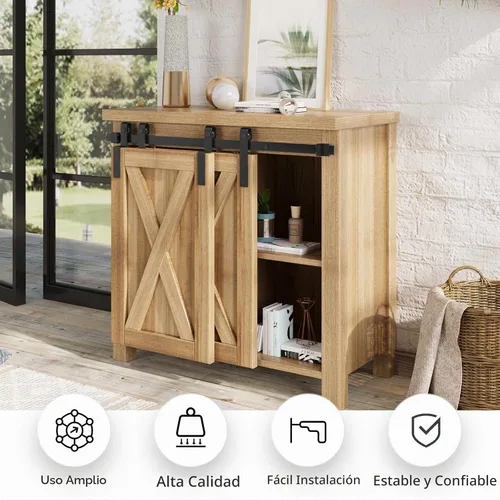 Vista 2 de EaseLife - Kit de accesorios de riel para puerta de granero deslizante doble de 2.5 pies, fácil de instalar, se desliza suave y silenciosamente, se