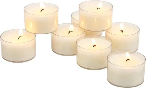 Vista 5 de Stonebriar - Paquete de 24 velas de té sin perfume, sin humo, de combustión prolongada, con recipiente transparente, tiempo de combustión extendido