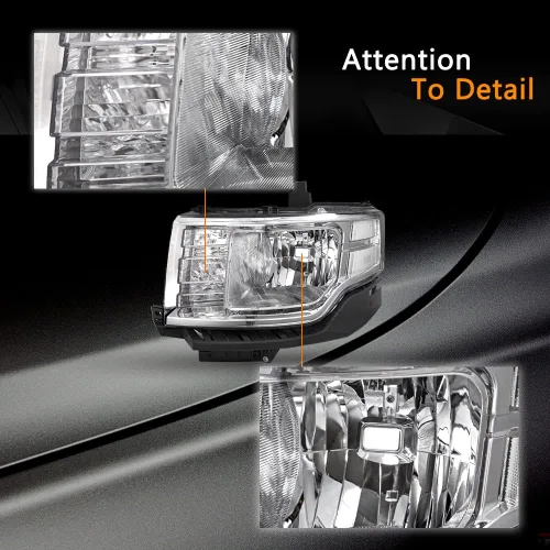 Vista 3 de Conjunto de faros delanteros compatible con Ford Flex 2009-2012, faro halógeno para el lado del conductor y del pasajero, carcasa cromada