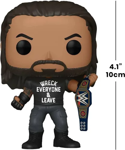 Vista 3 de Funko POP WWE: Roman Reigns with Title, Wreck Everyone and Leave, Figura de vinilo exclusiva de Amazon, multicolor, (57309)